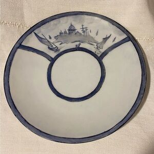 Vintage plate by KPM Germany-artist handpainted later-blue & white